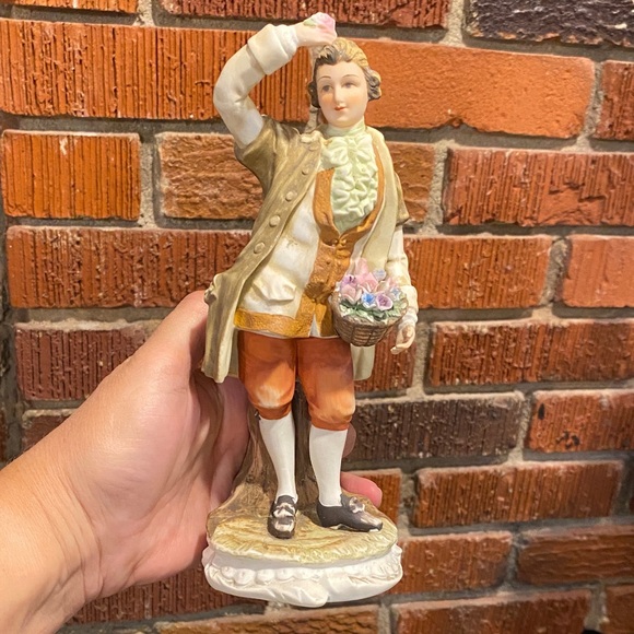 Vintage Figurine with Basket of Flowers - Picture 1 of 1